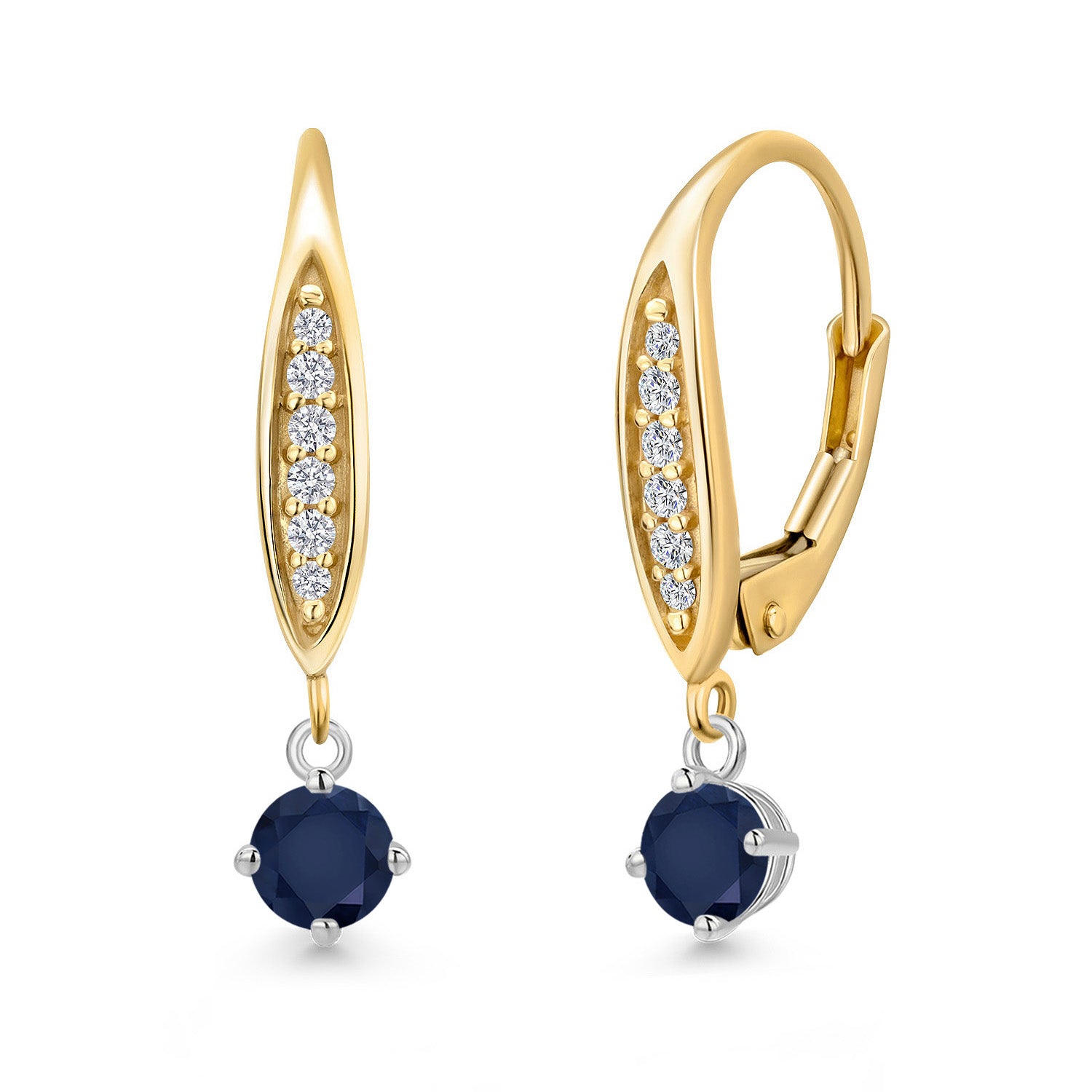 Earrings in 925 Sterling Silver and 10K Yellow Gold