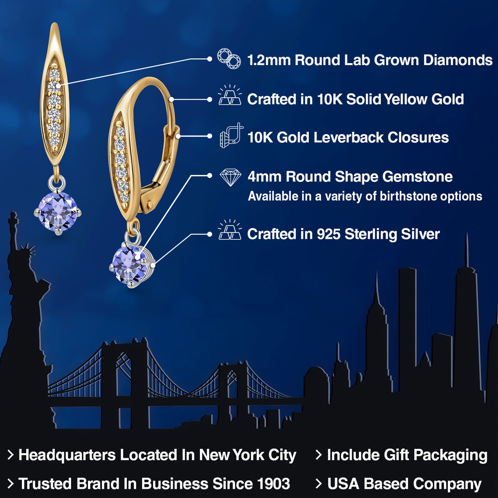 Earrings in 925 Sterling Silver and 10K Yellow Gold