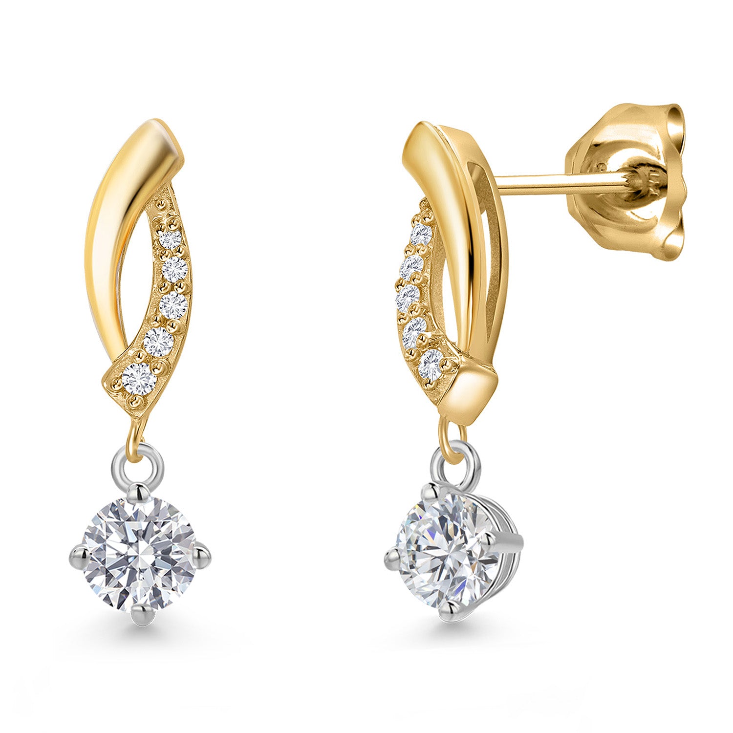 Earrings in 925 Sterling Silver and 10K Yellow Gold