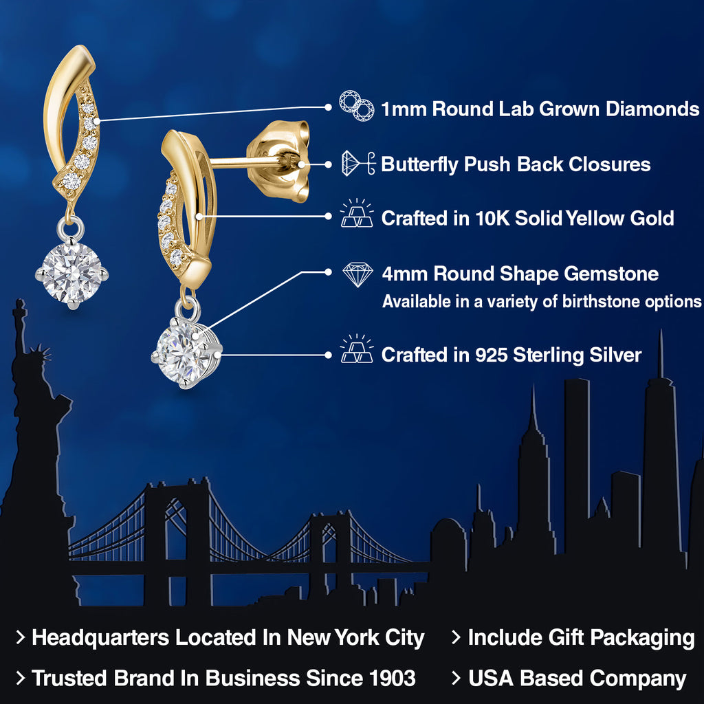 Earrings in 925 Sterling Silver and 10K Yellow Gold