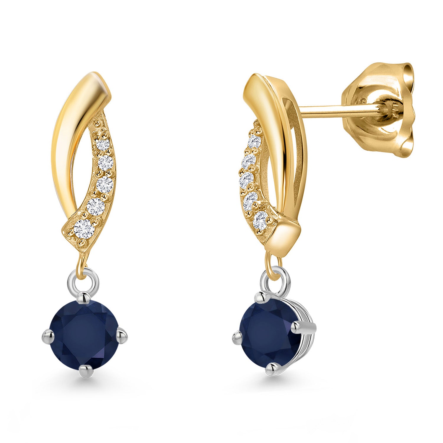 Earrings in 925 Sterling Silver and 10K Yellow Gold