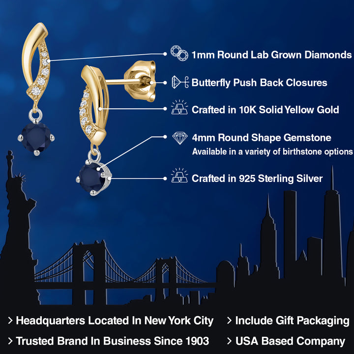 Earrings in 925 Sterling Silver and 10K Yellow Gold