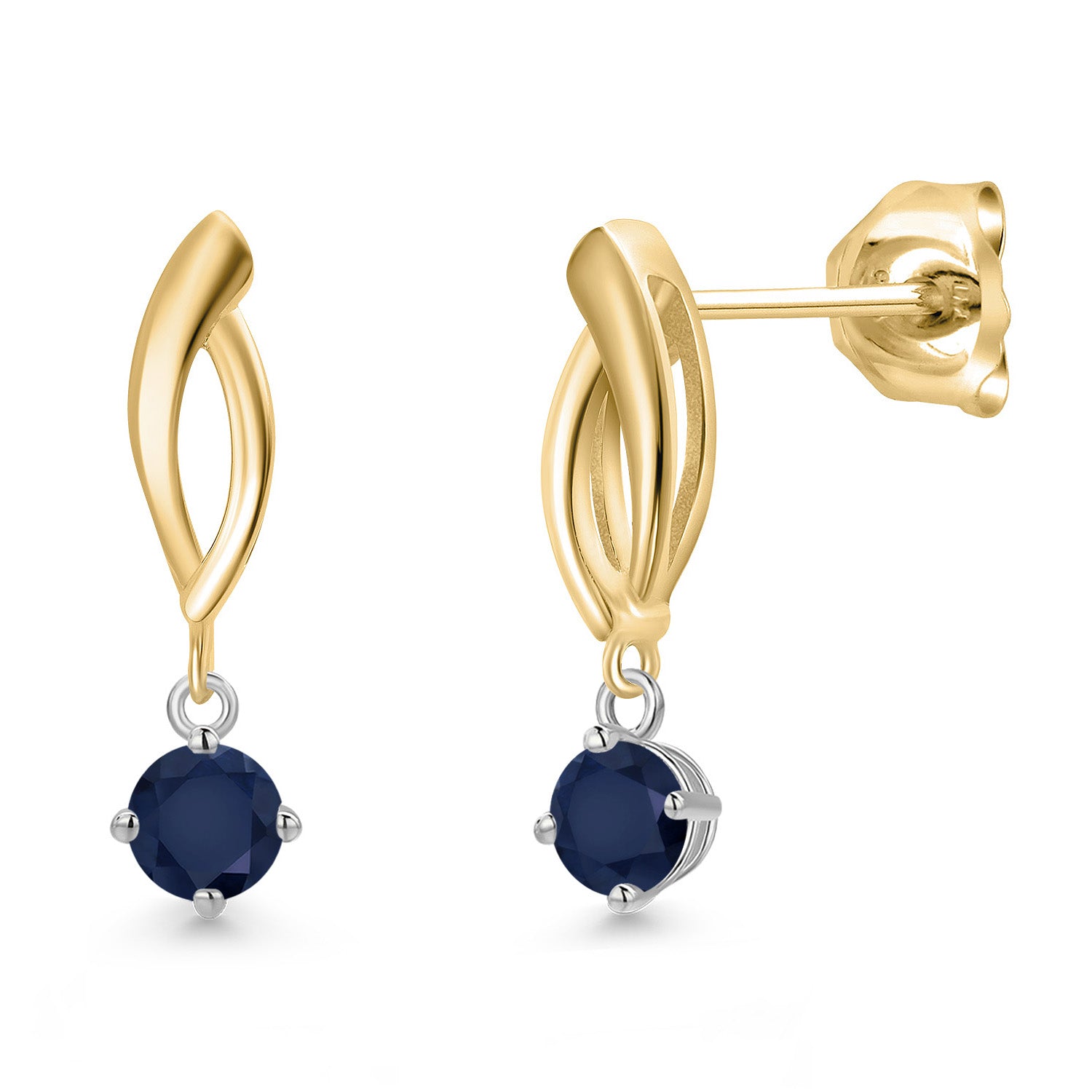 Earrings in 925 Sterling Silver and 10K Yellow Gold