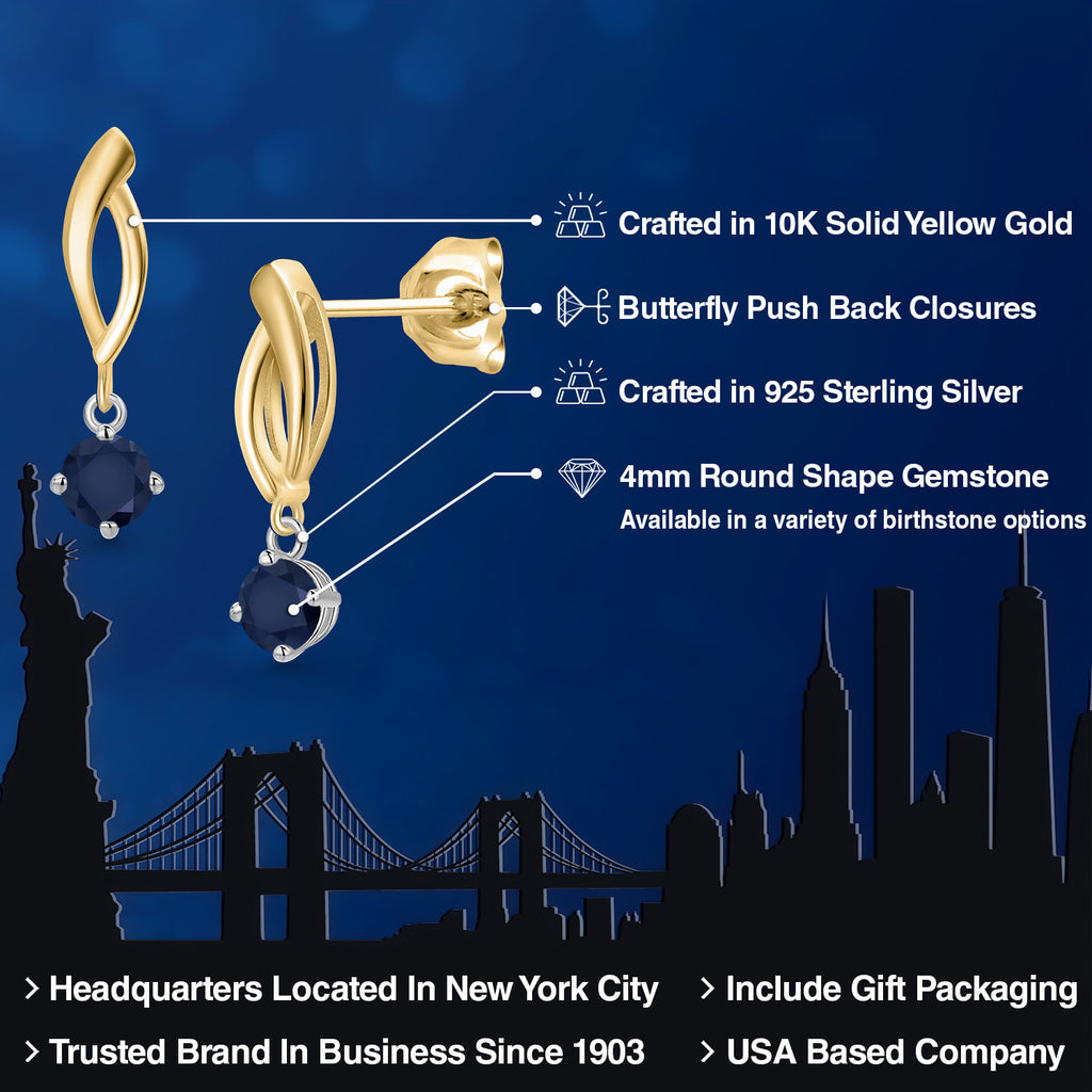 Earrings in 925 Sterling Silver and 10K Yellow Gold
