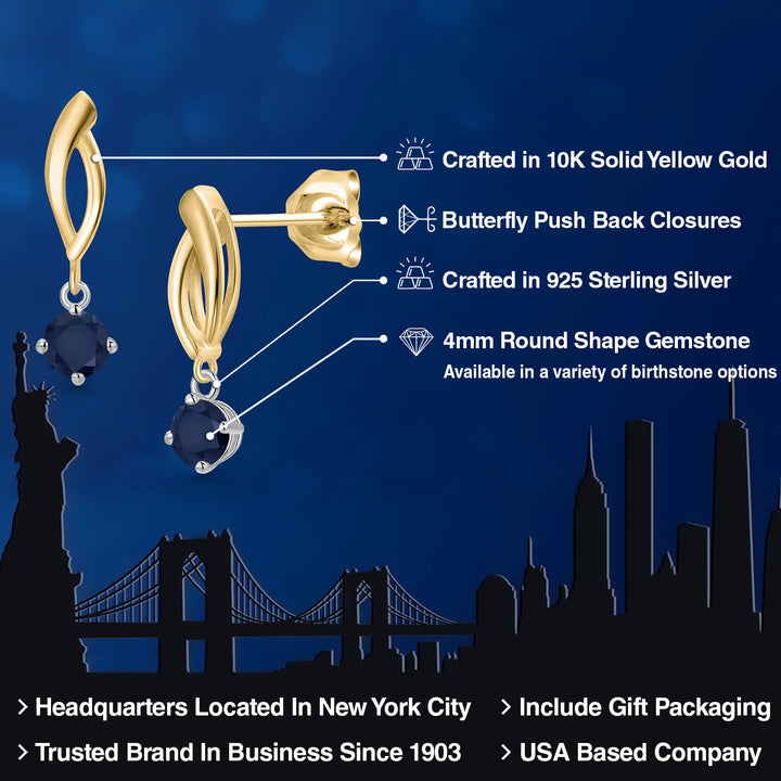 Earrings in 925 Sterling Silver and 10K Yellow Gold