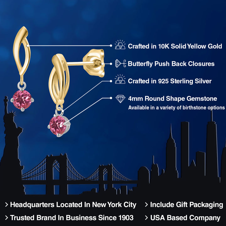 Earrings in 925 Sterling Silver and 10K Yellow Gold
