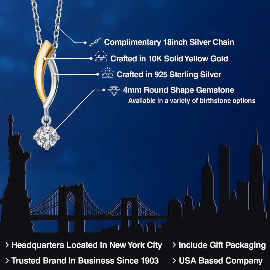 Pendant in 925 Sterling Silver and 10K Yellow Gold