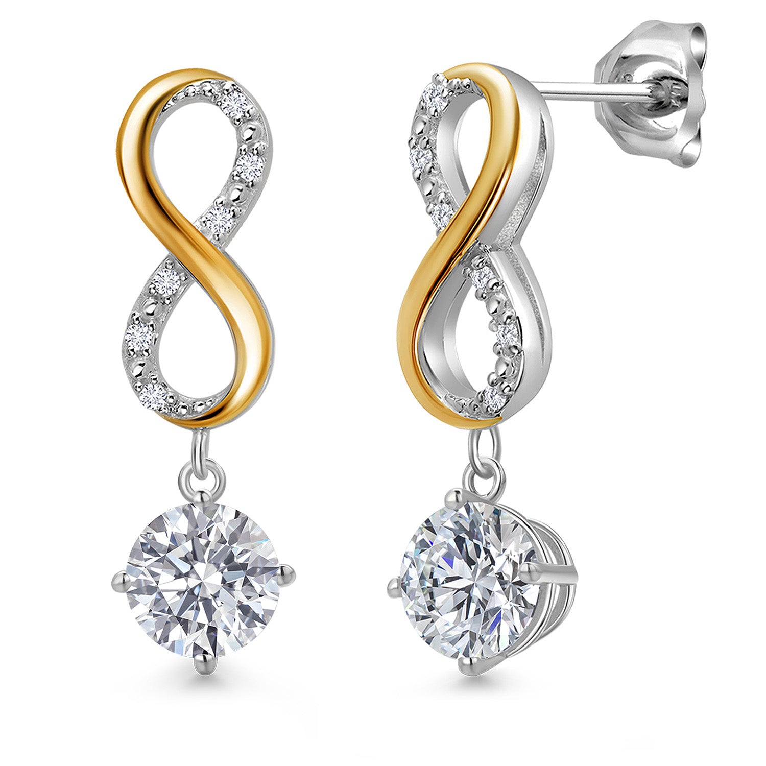 Earrings in 925 Sterling Silver and 10K Yellow Gold