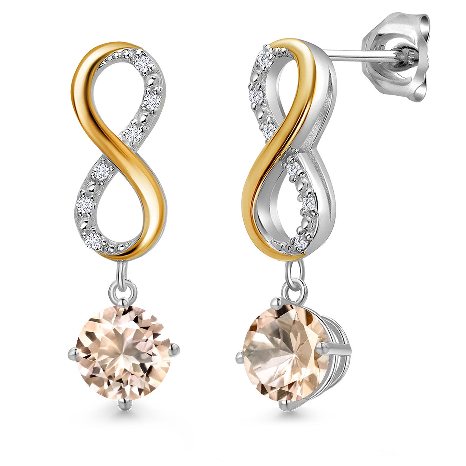Earrings in 925 Sterling Silver and 10K Yellow Gold