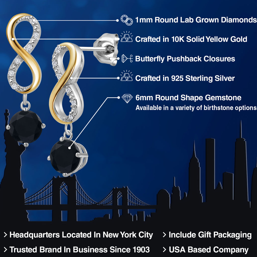 Earrings in 925 Sterling Silver and 10K Yellow Gold
