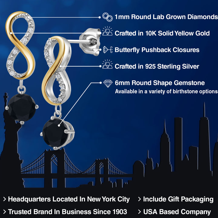 Earrings in 925 Sterling Silver and 10K Yellow Gold