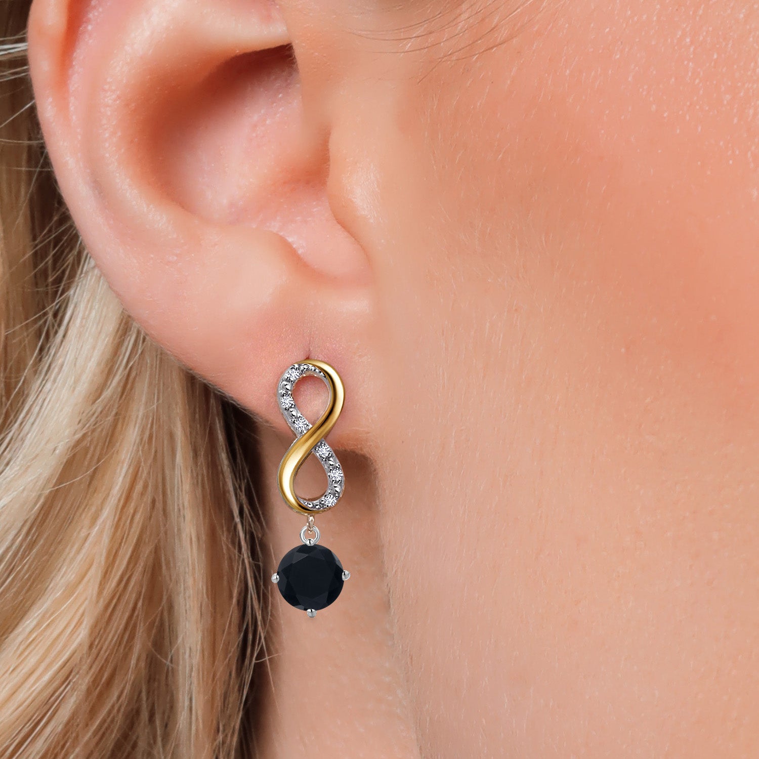 Earrings in 925 Sterling Silver and 10K Yellow Gold