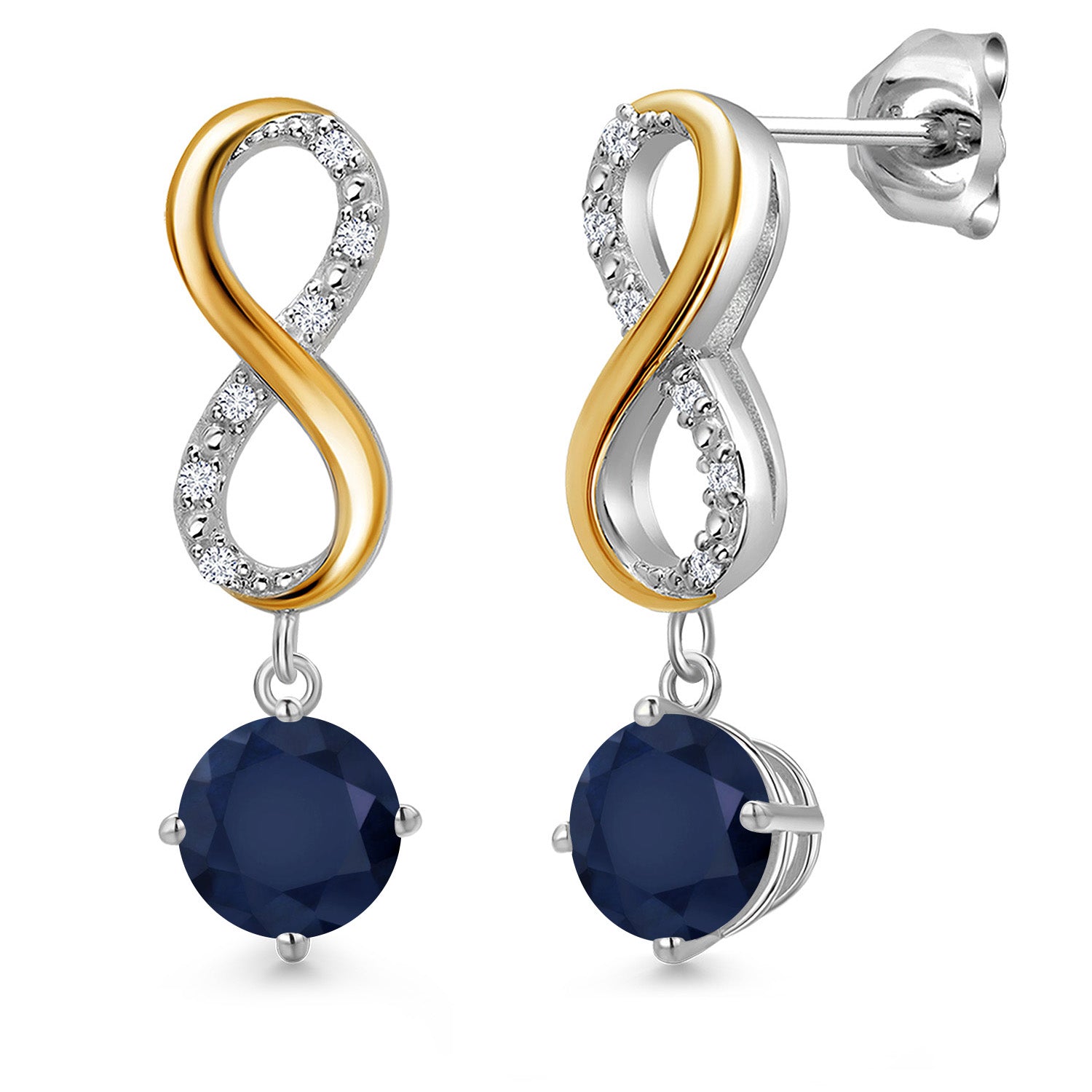 Earrings in 925 Sterling Silver and 10K Yellow Gold