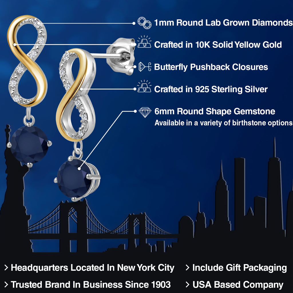 Earrings in 925 Sterling Silver and 10K Yellow Gold