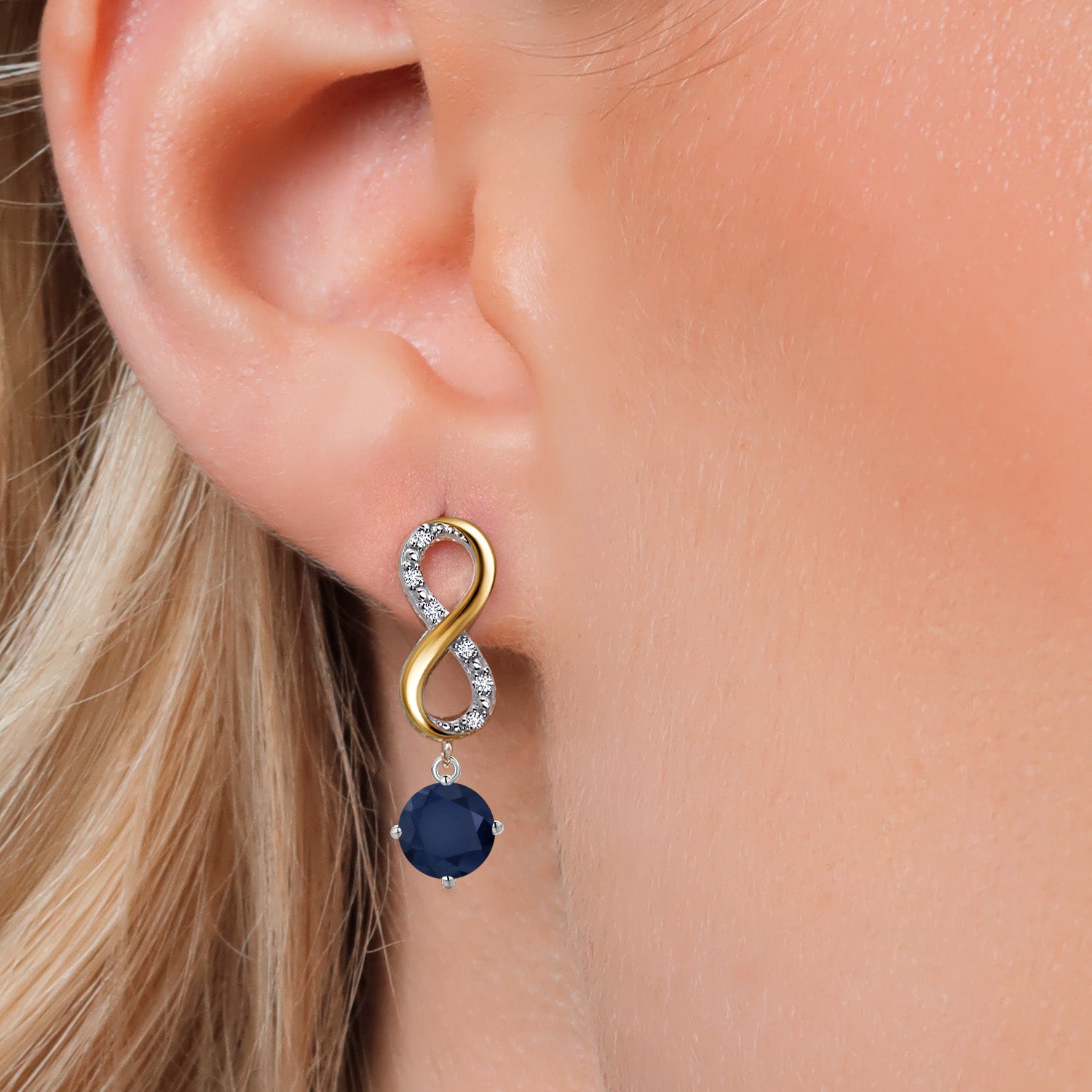 Earrings in 925 Sterling Silver and 10K Yellow Gold