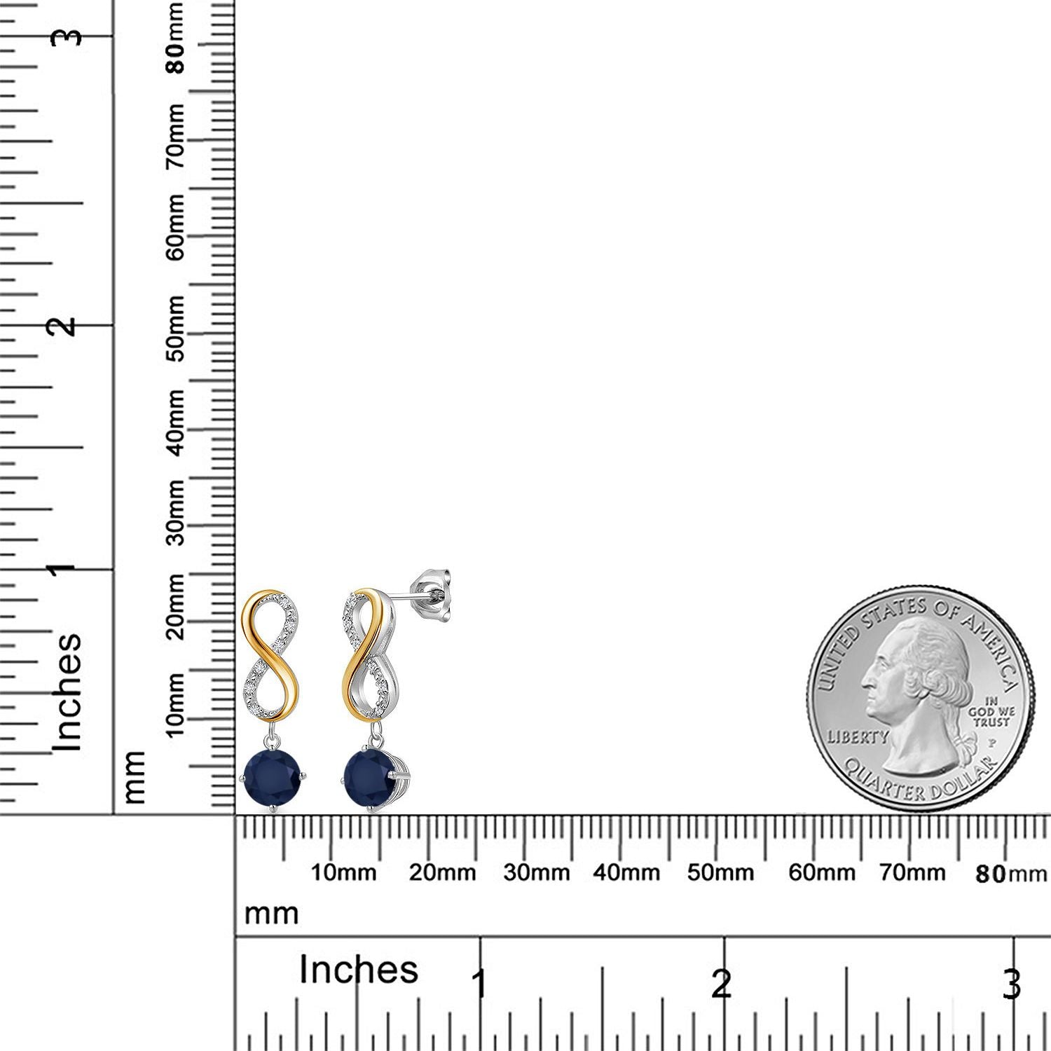 Earrings in 925 Sterling Silver and 10K Yellow Gold