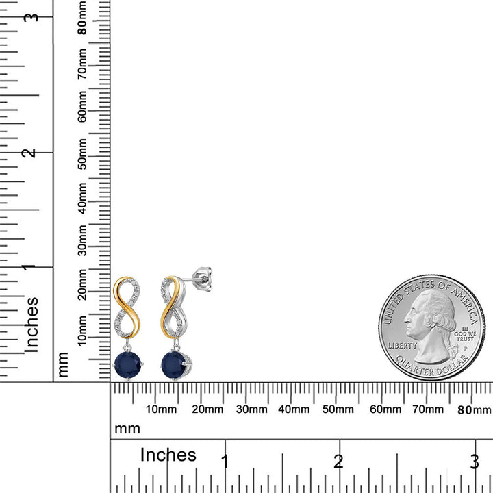 Earrings in 925 Sterling Silver and 10K Yellow Gold
