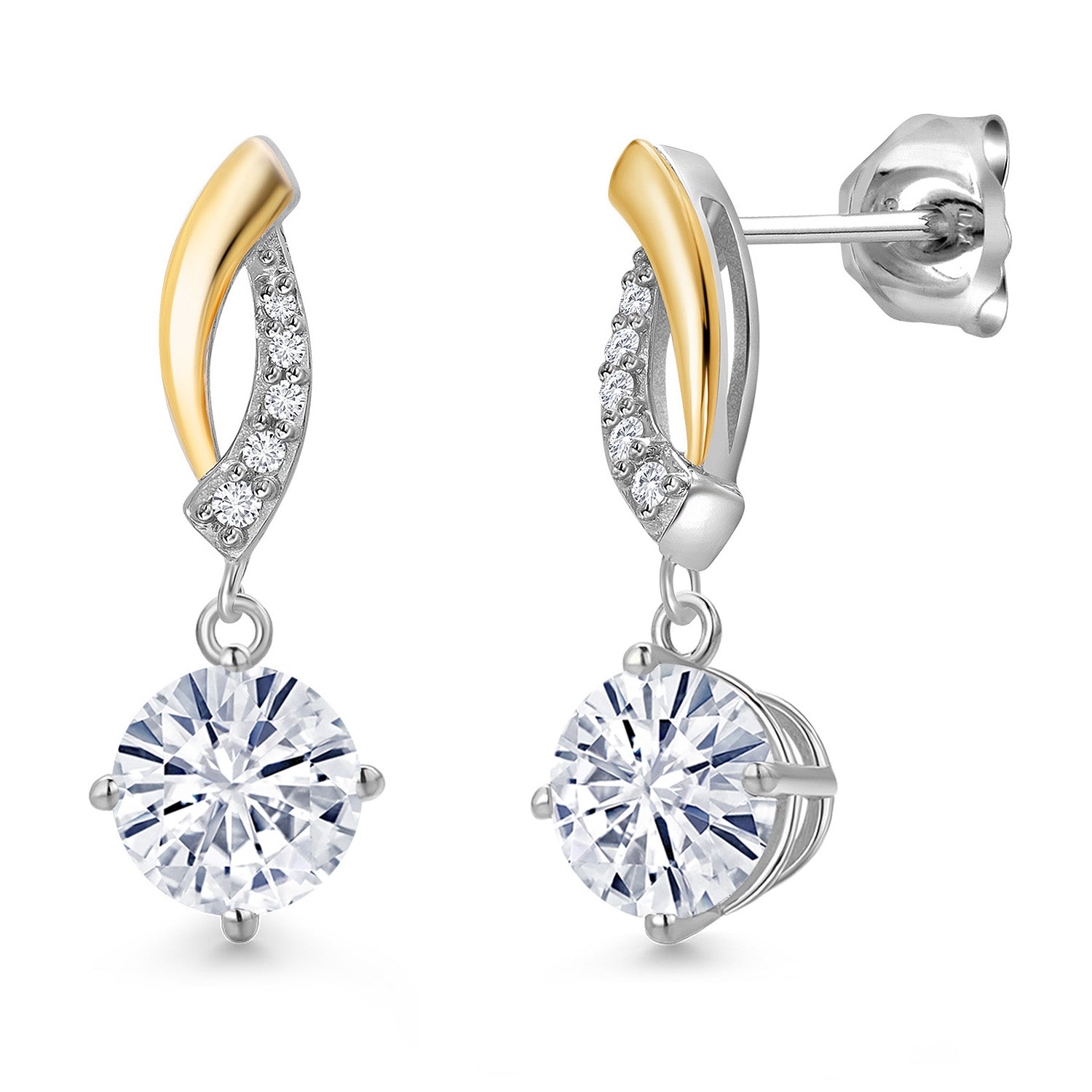 Earrings in 925 Sterling Silver and 10K Yellow Gold