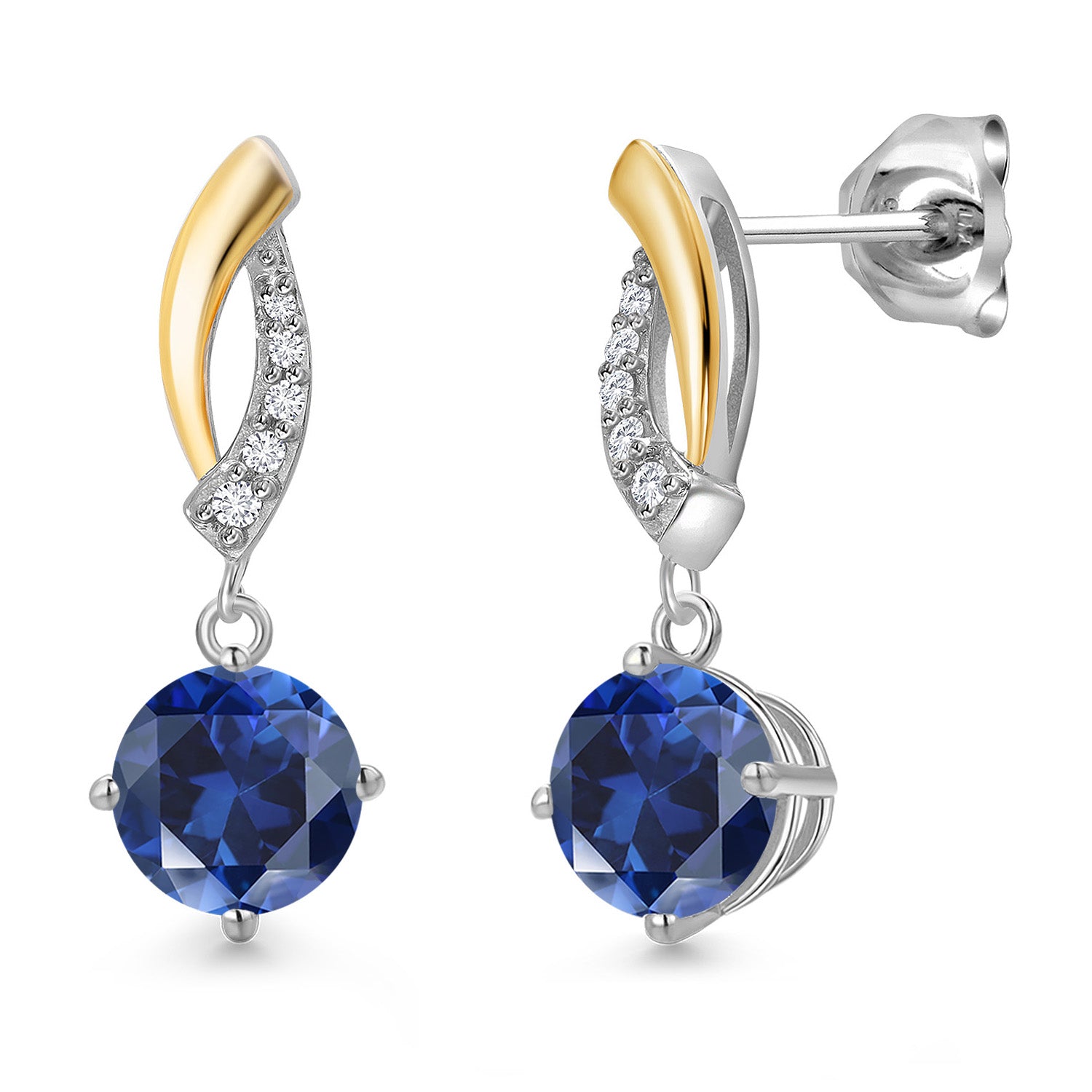 Earrings in 925 Sterling Silver and 10K Yellow Gold