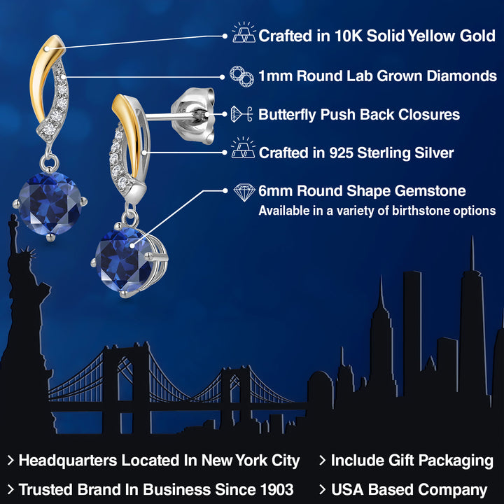 Earrings in 925 Sterling Silver and 10K Yellow Gold