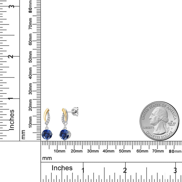 Earrings in 925 Sterling Silver and 10K Yellow Gold