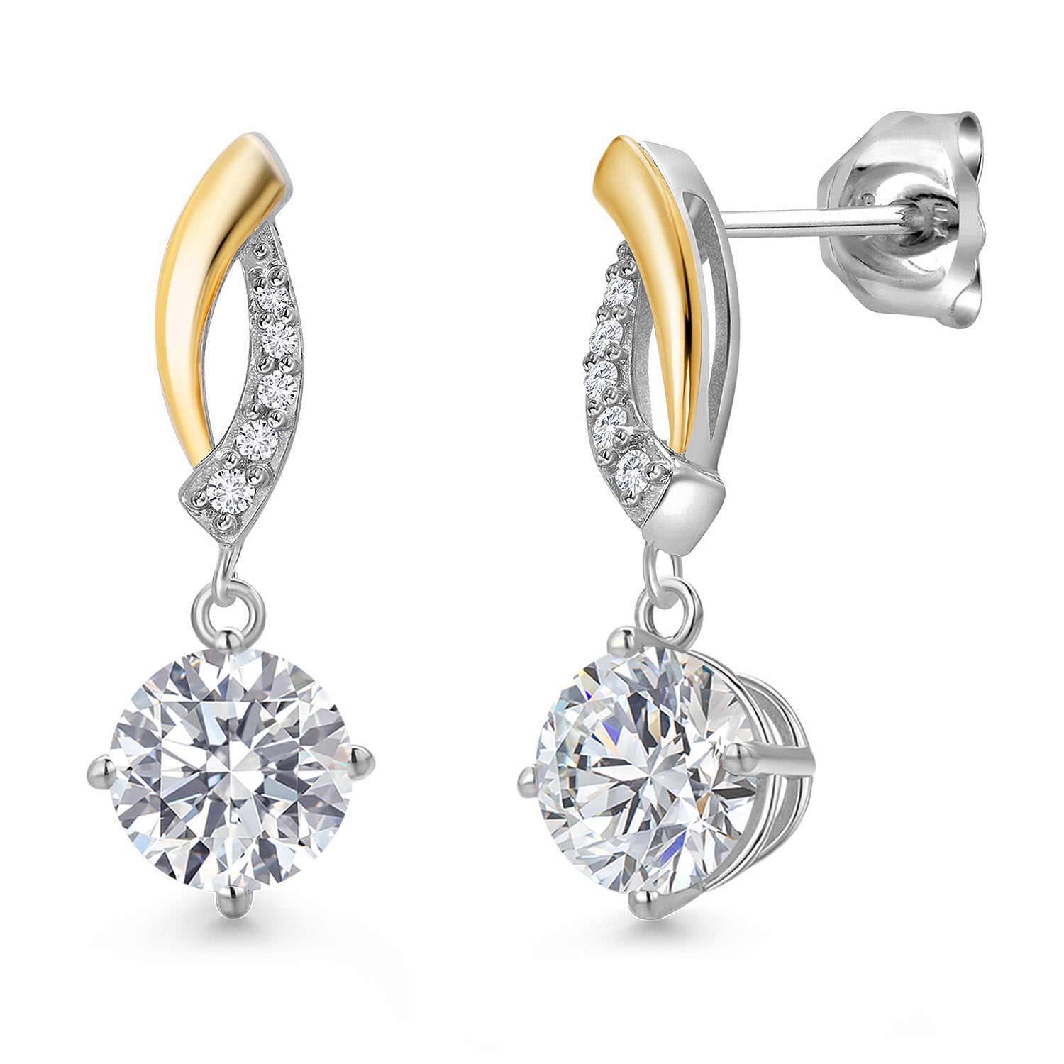 Earrings in 925 Sterling Silver and 10K Yellow Gold