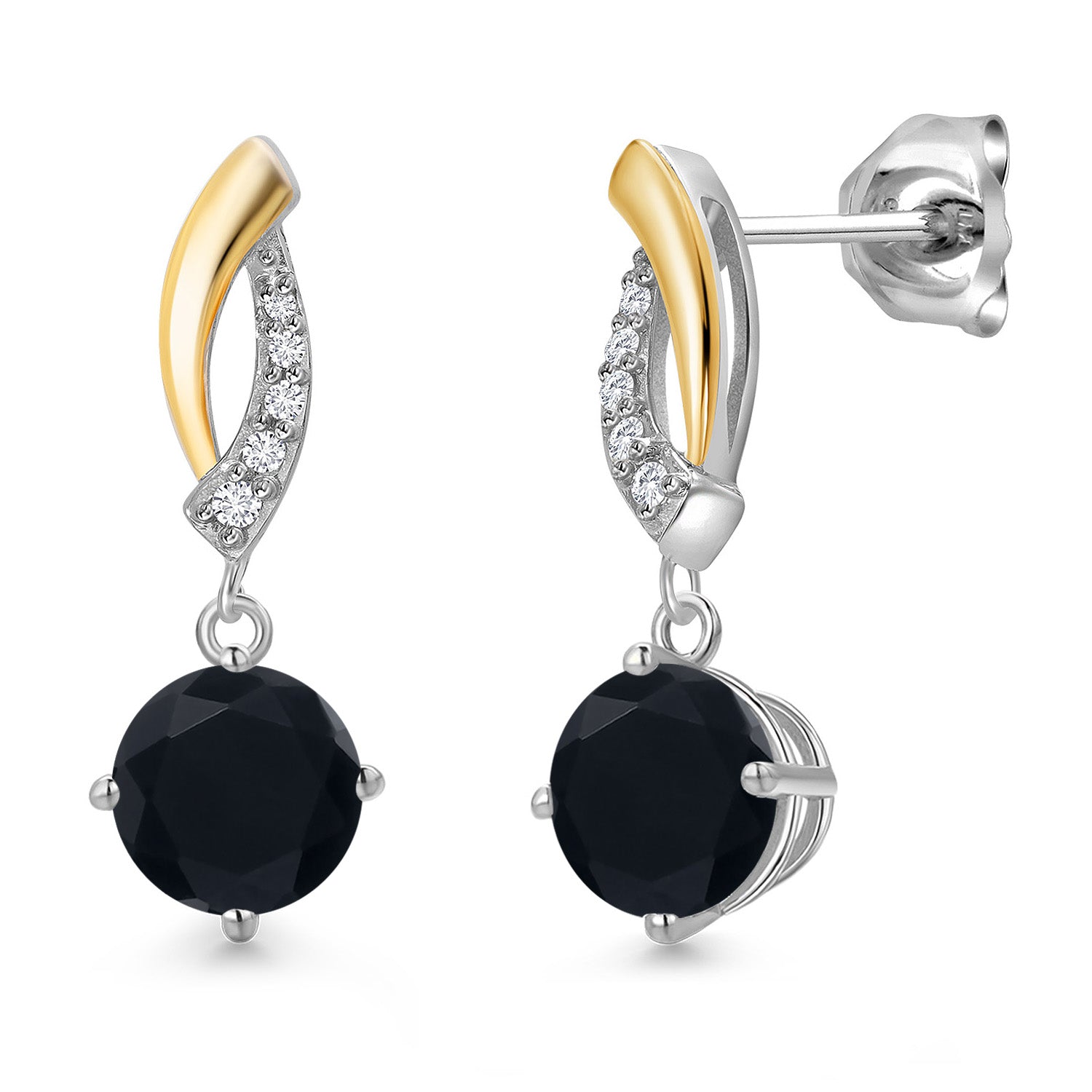 Earrings in 925 Sterling Silver and 10K Yellow Gold