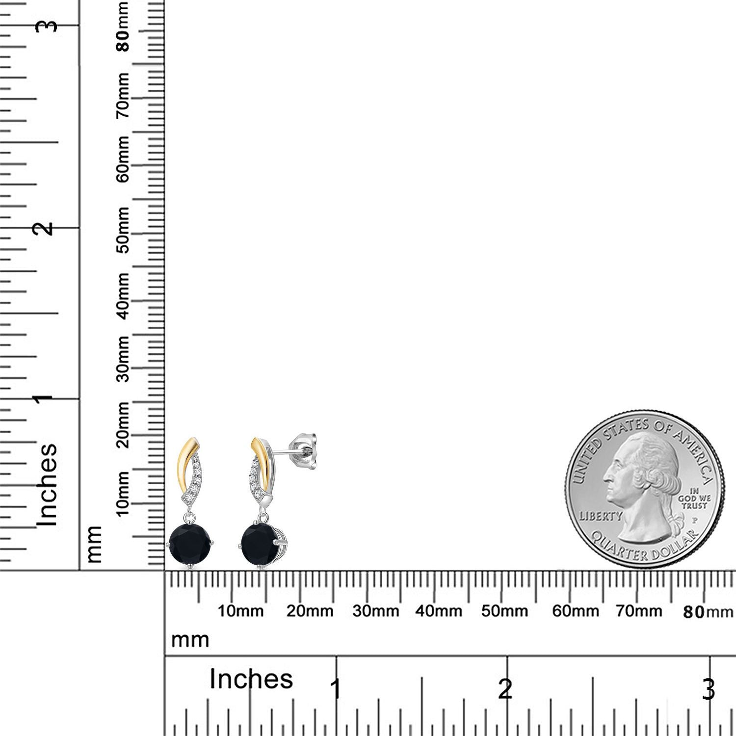 Earrings in 925 Sterling Silver and 10K Yellow Gold