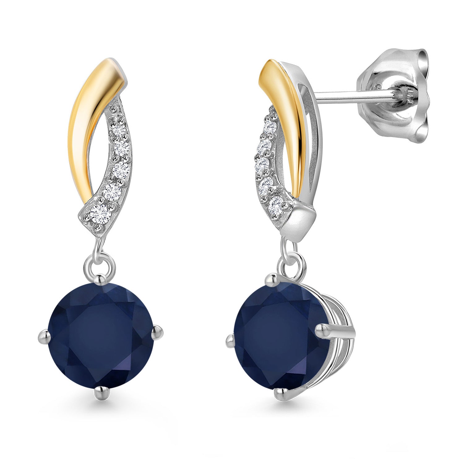 Earrings in 925 Sterling Silver and 10K Yellow Gold