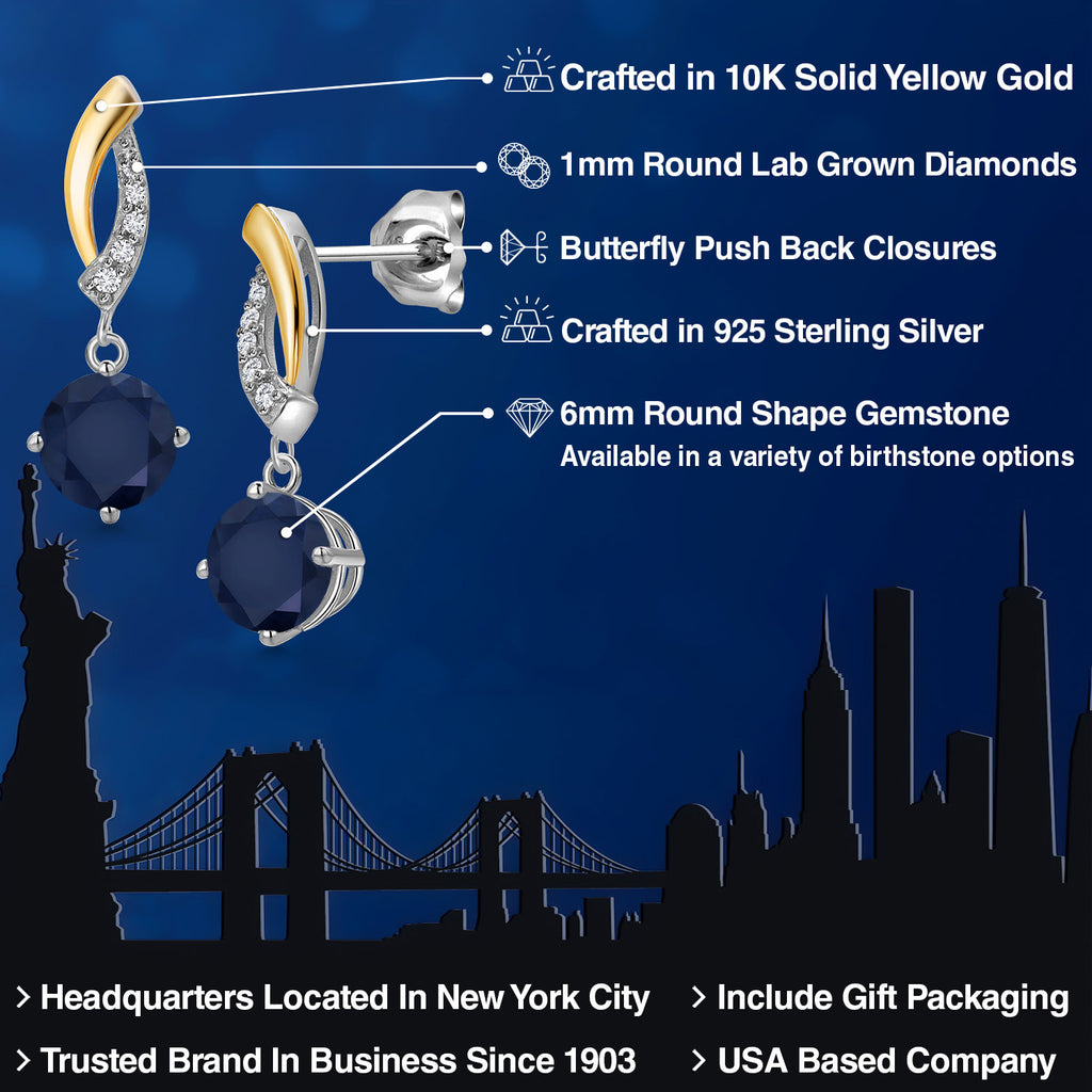 Earrings in 925 Sterling Silver and 10K Yellow Gold