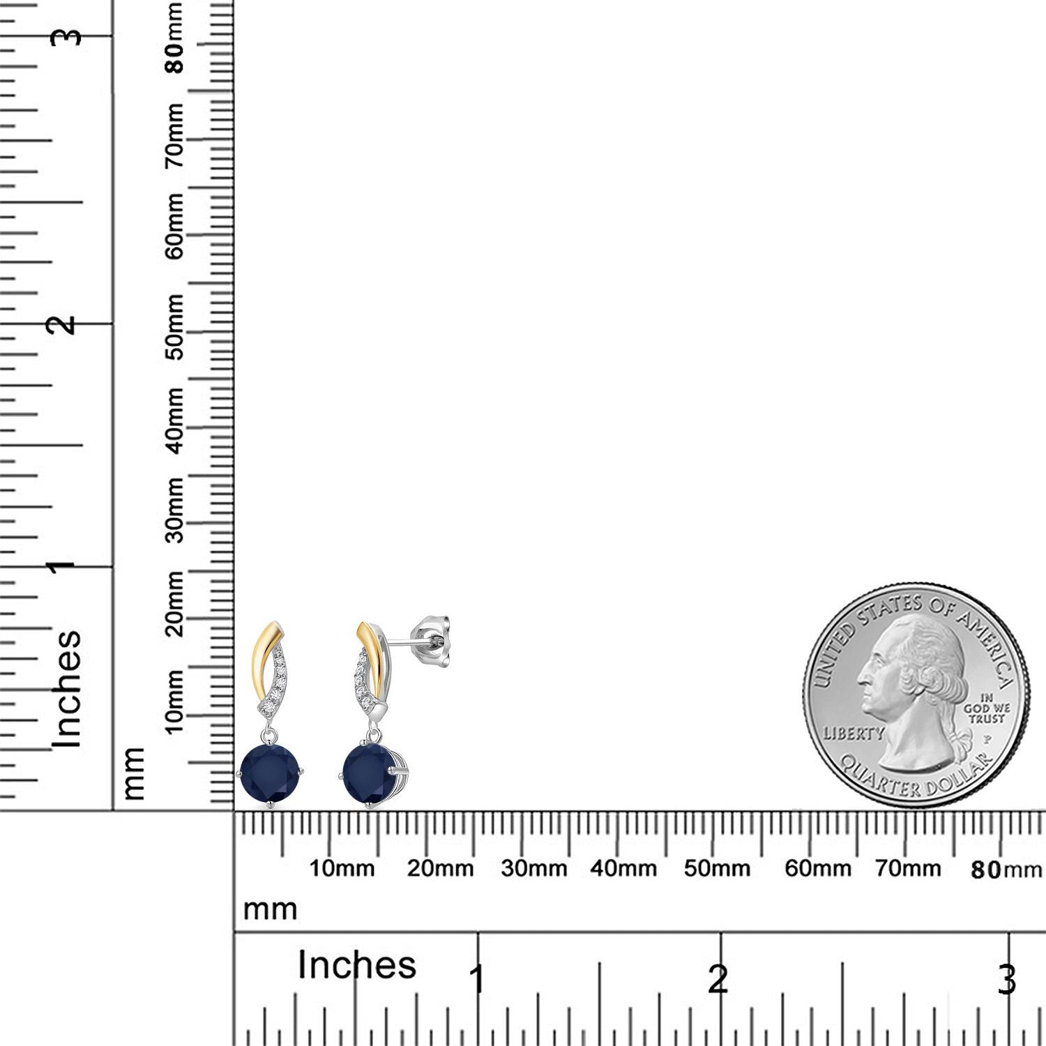 Earrings in 925 Sterling Silver and 10K Yellow Gold