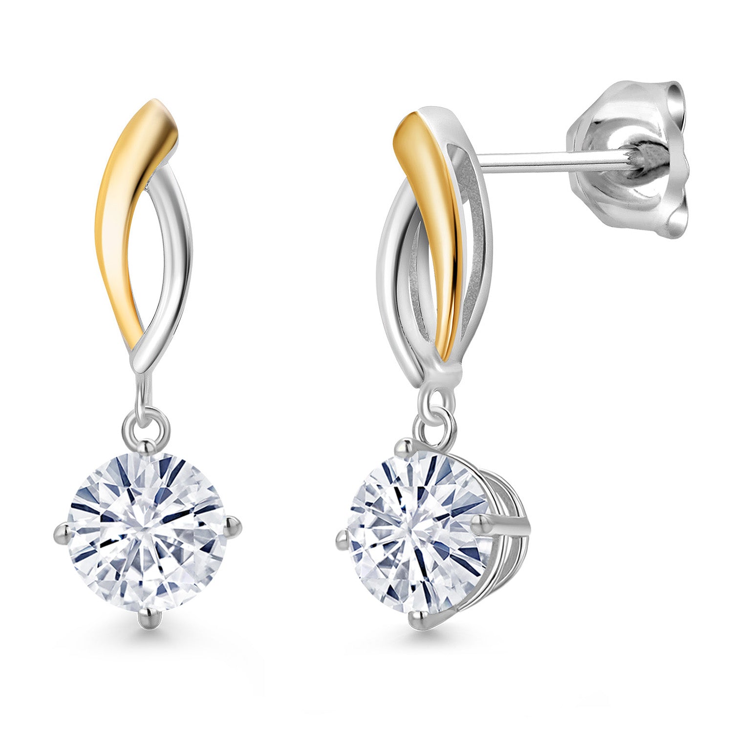 Earrings in 925 Sterling Silver and 10K Yellow Gold
