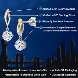 Earrings in 925 Sterling Silver and 10K Yellow Gold