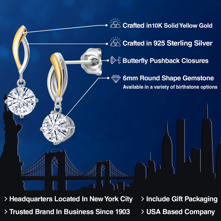 Earrings in 925 Sterling Silver and 10K Yellow Gold