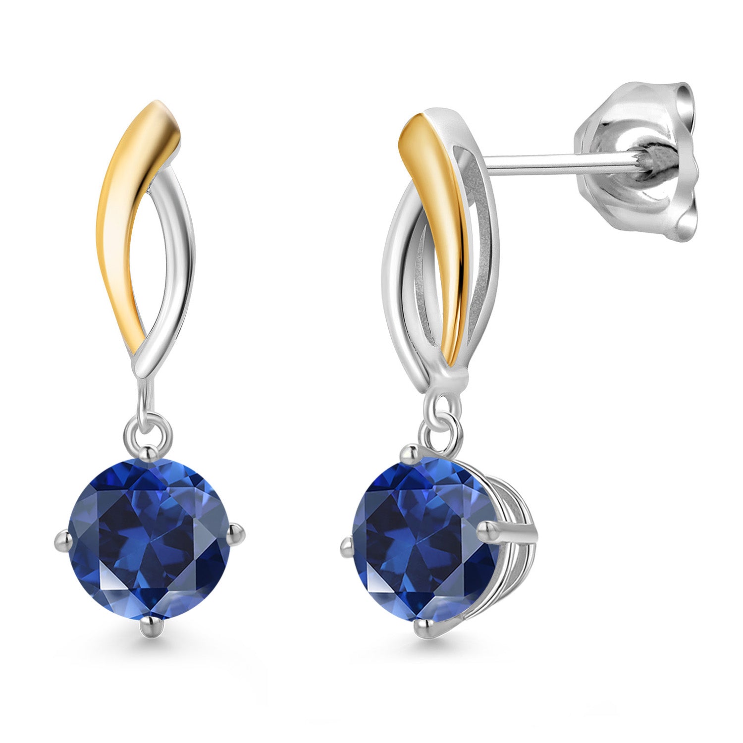 Earrings in 925 Sterling Silver and 10K Yellow Gold