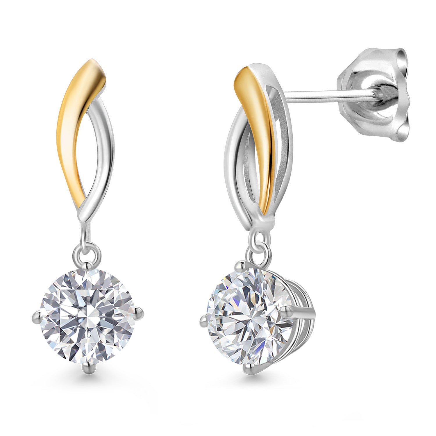 Earrings in 925 Sterling Silver and 10K Yellow Gold