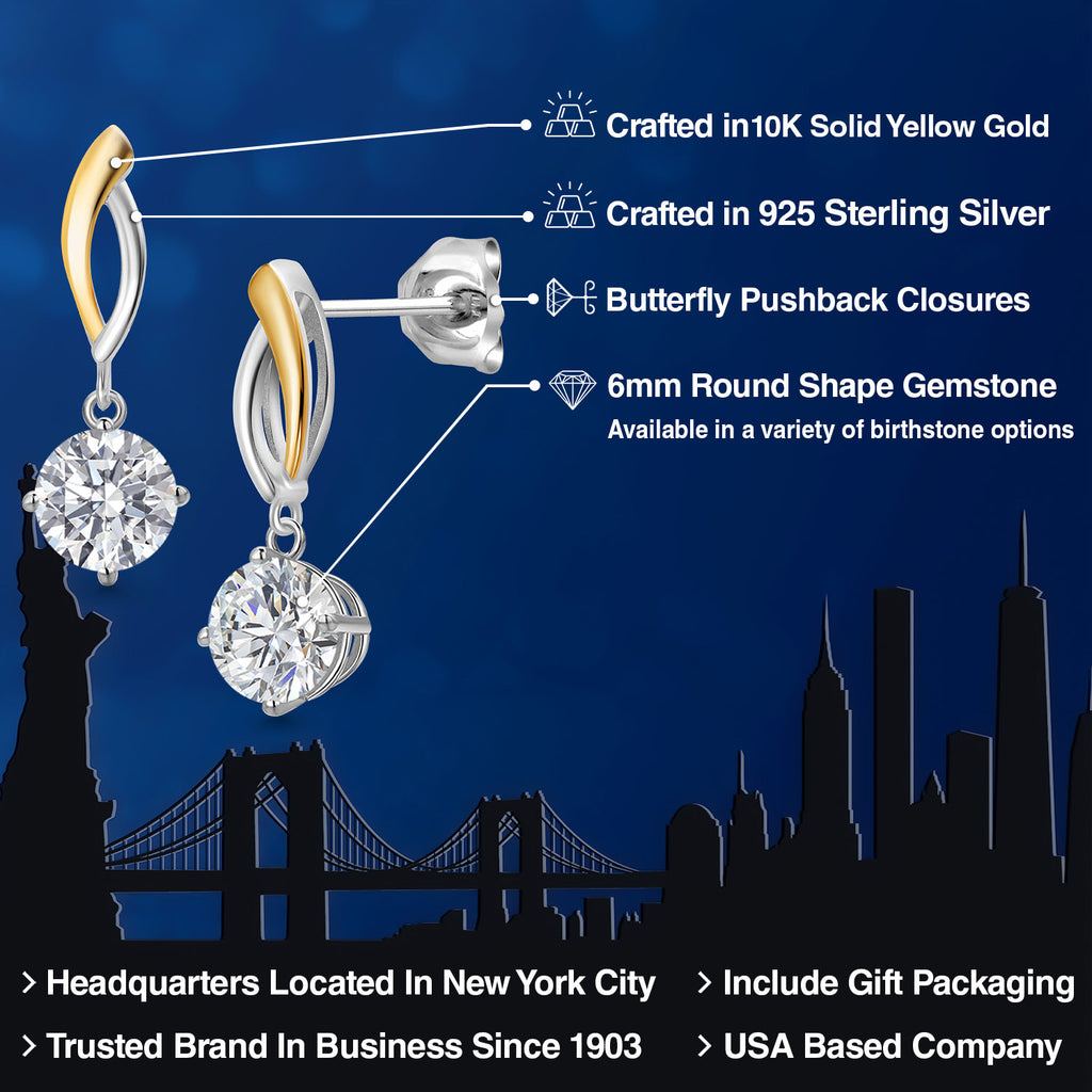 Earrings in 925 Sterling Silver and 10K Yellow Gold