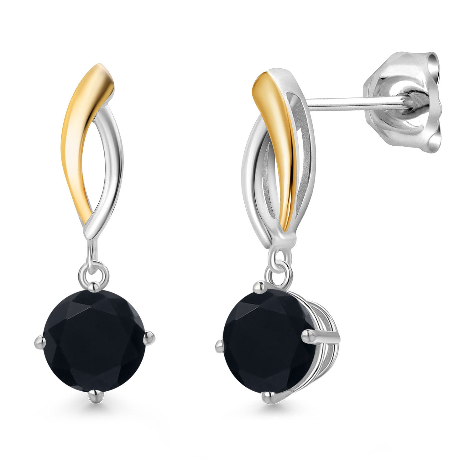 Earrings in 925 Sterling Silver and 10K Yellow Gold