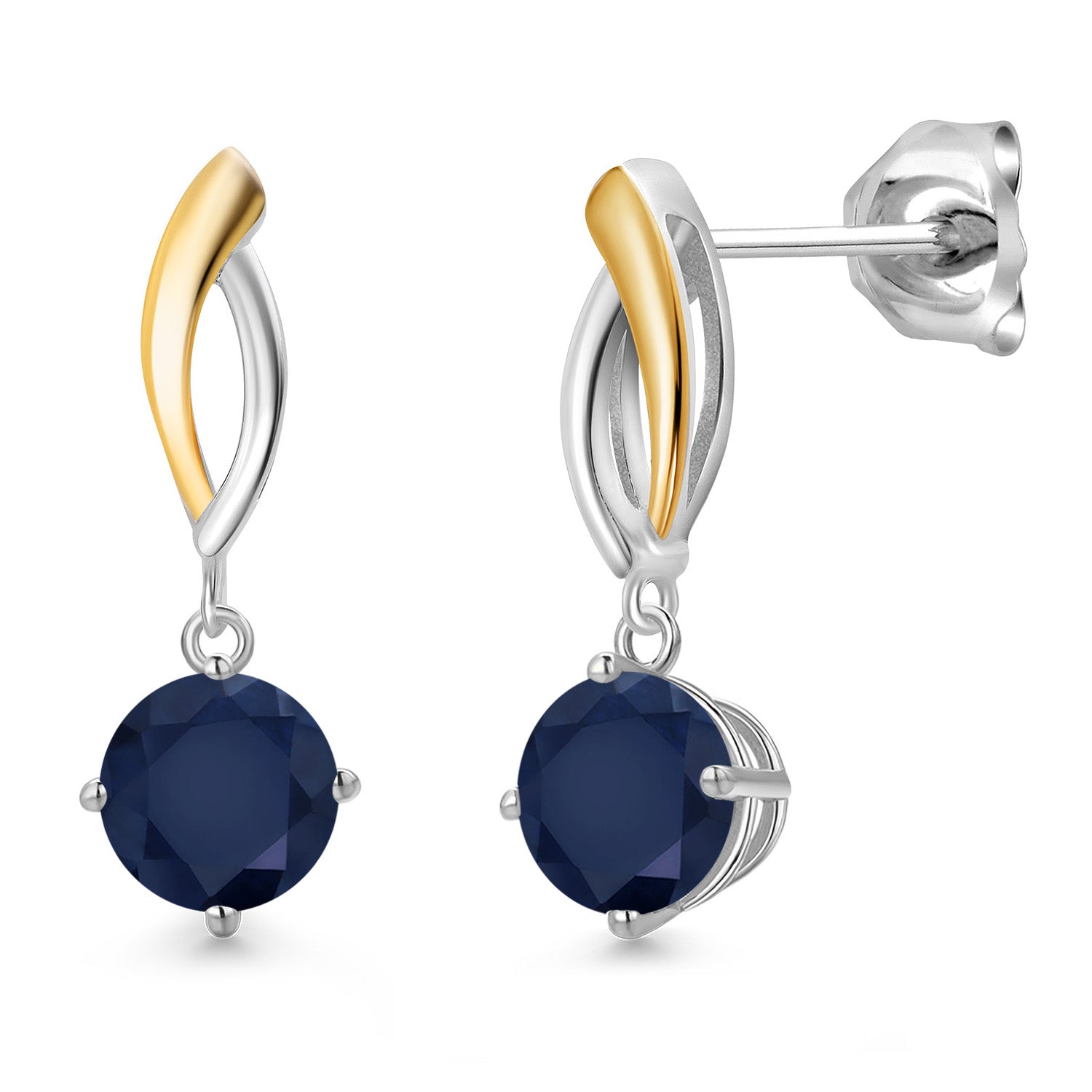 Earrings in 925 Sterling Silver and 10K Yellow Gold