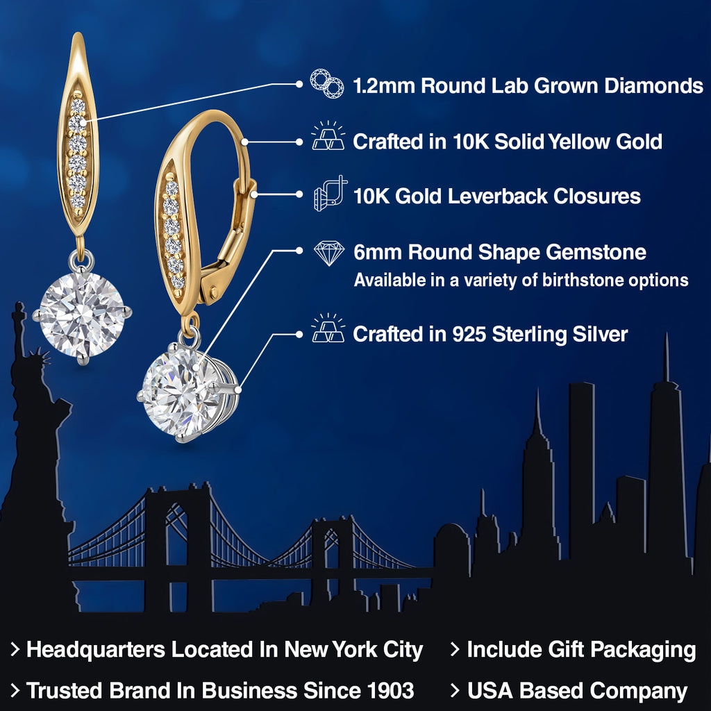 Earrings in 925 Sterling Silver and 10K Yellow Gold