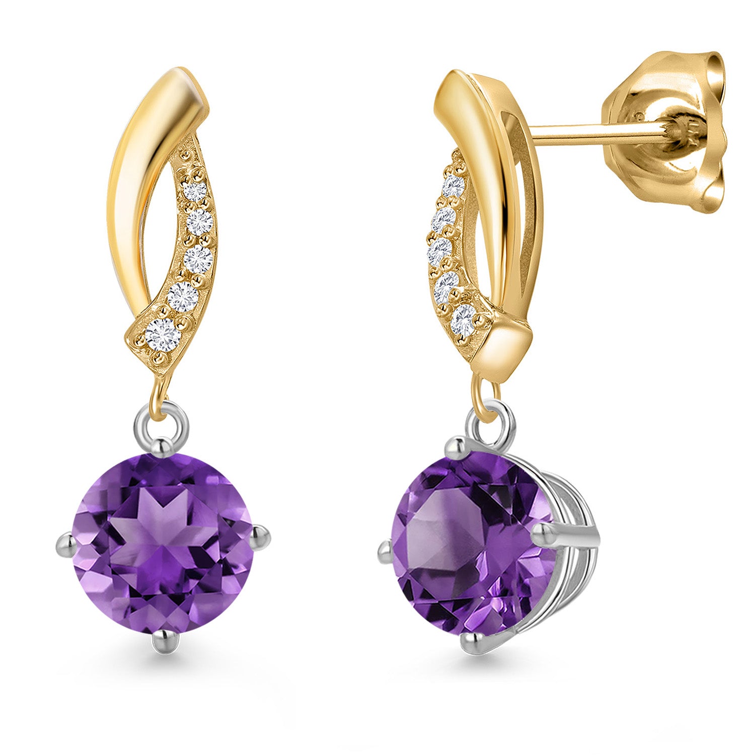 Earrings in 925 Sterling Silver and 10K Yellow Gold