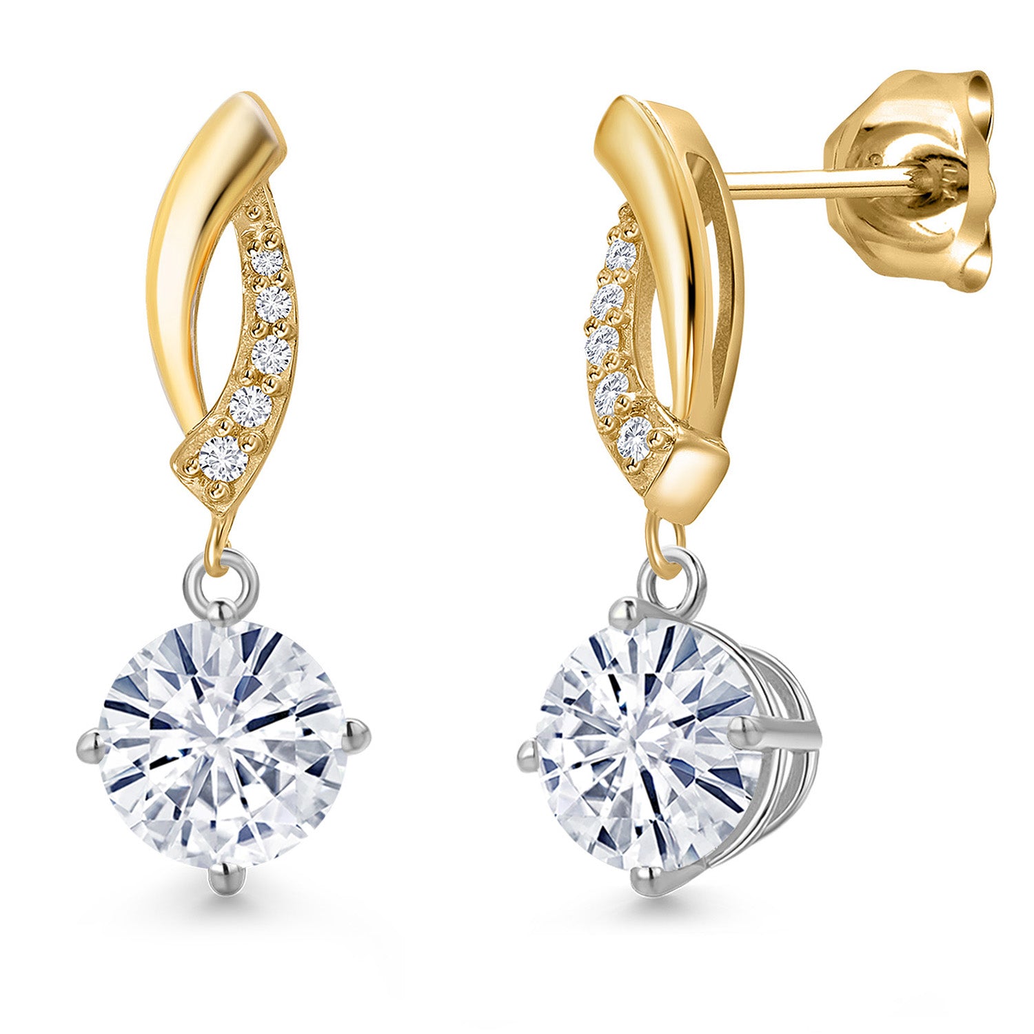 Earrings in 925 Sterling Silver and 10K Yellow Gold