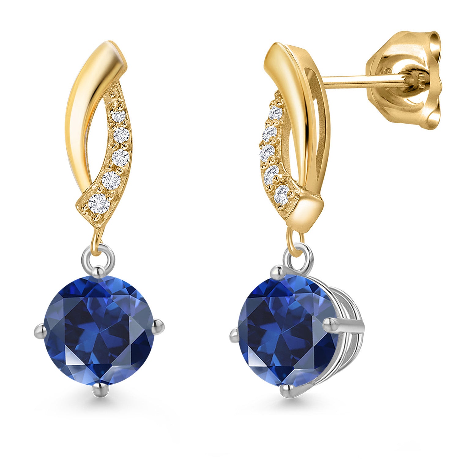 Earrings in 925 Sterling Silver and 10K Yellow Gold