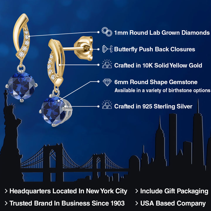 Earrings in 925 Sterling Silver and 10K Yellow Gold