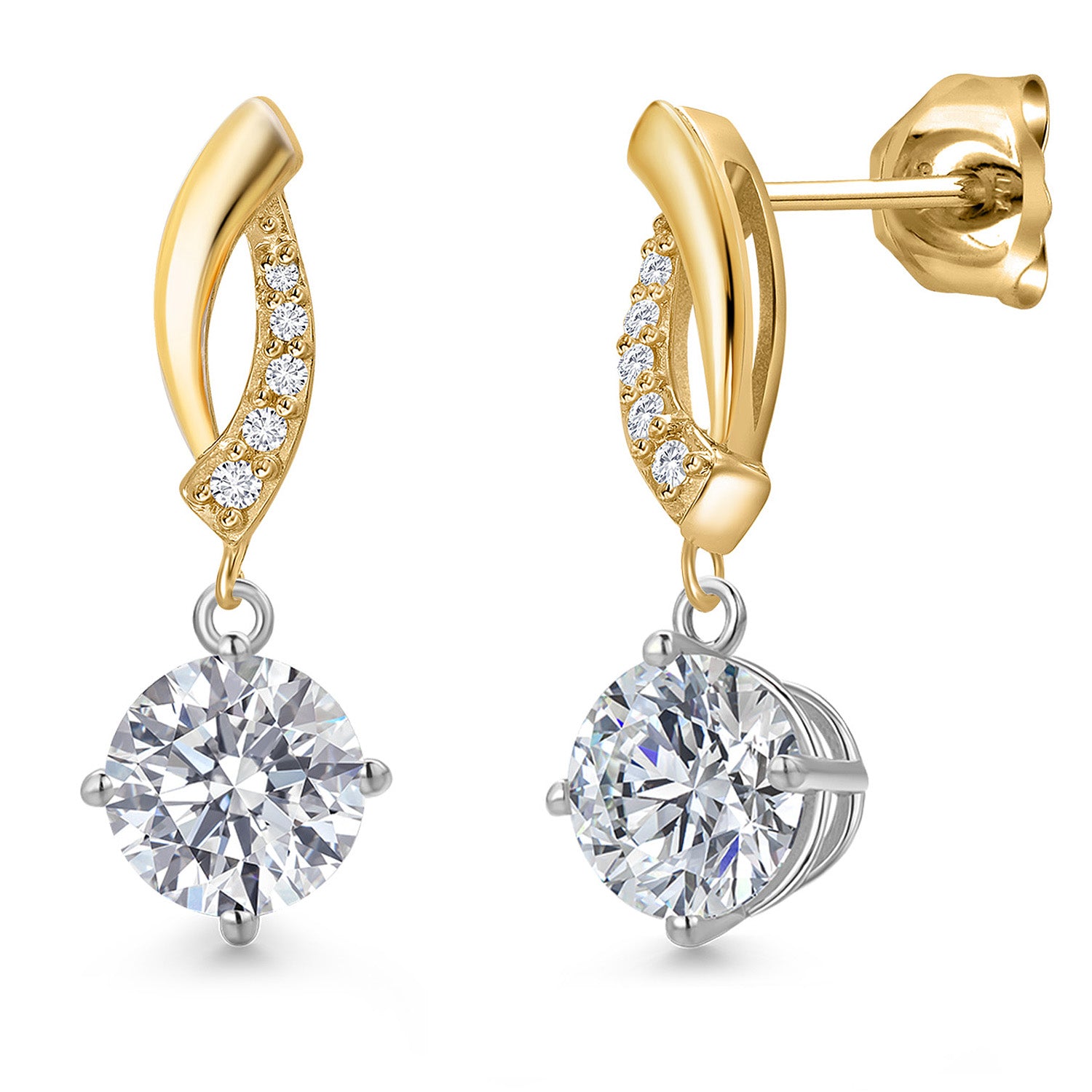 Earrings in 925 Sterling Silver and 10K Yellow Gold