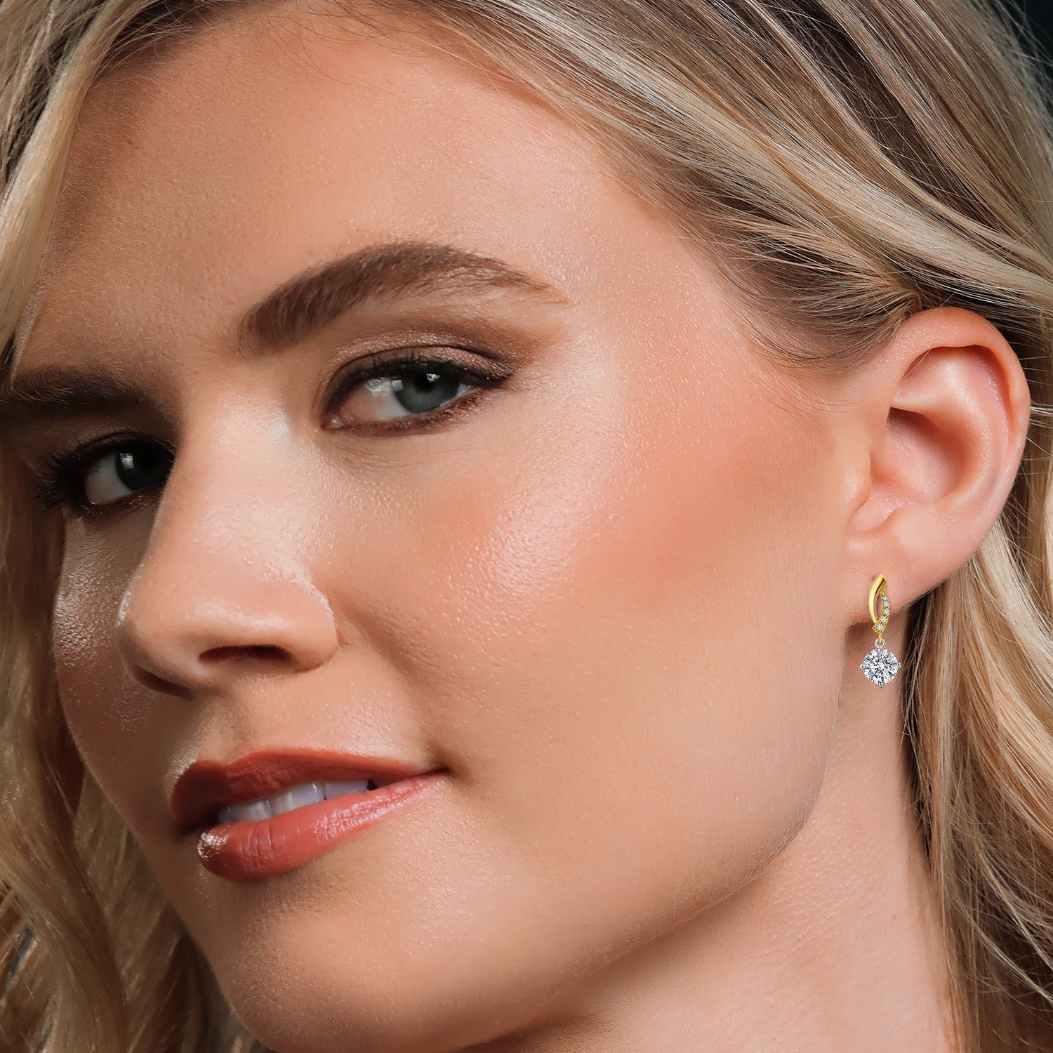 Earrings in 925 Sterling Silver and 10K Yellow Gold