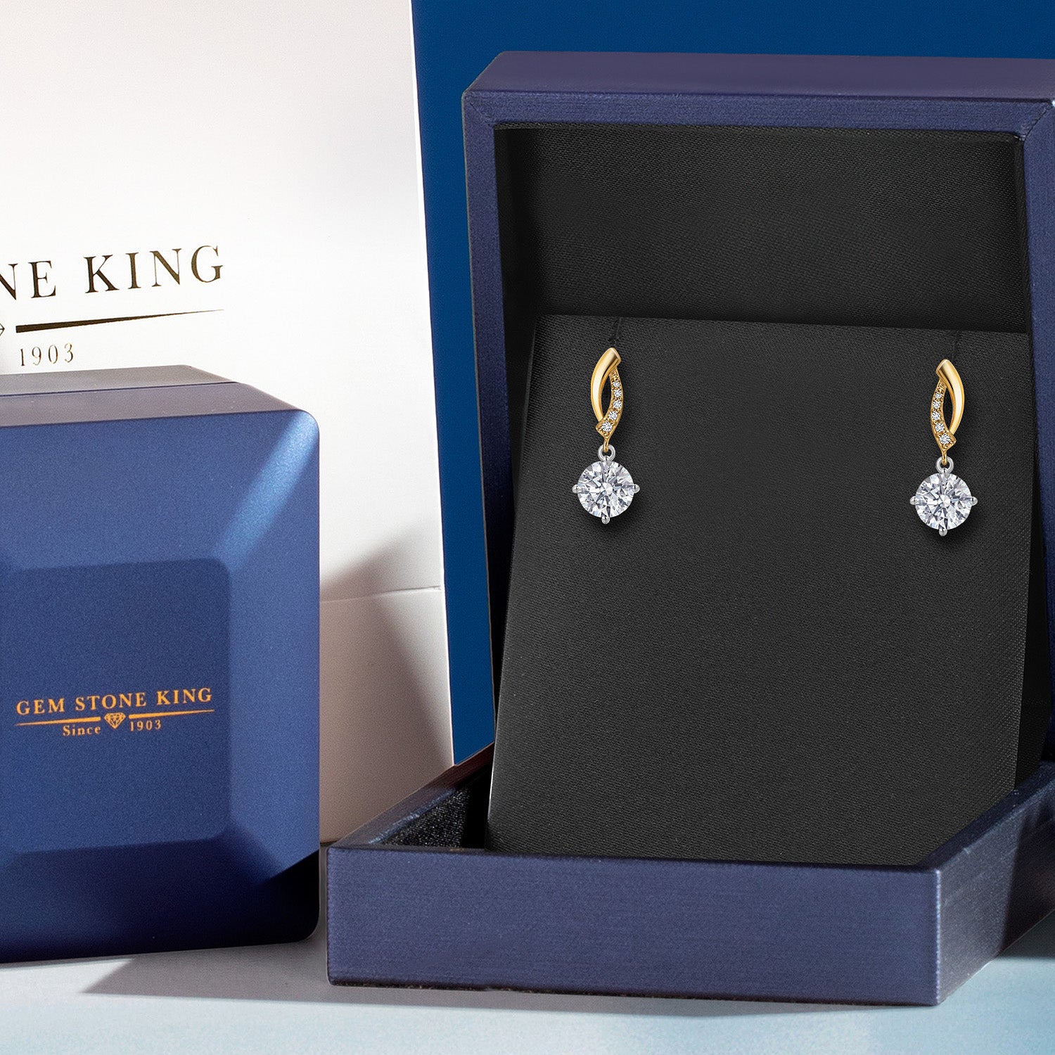 Earrings in 925 Sterling Silver and 10K Yellow Gold