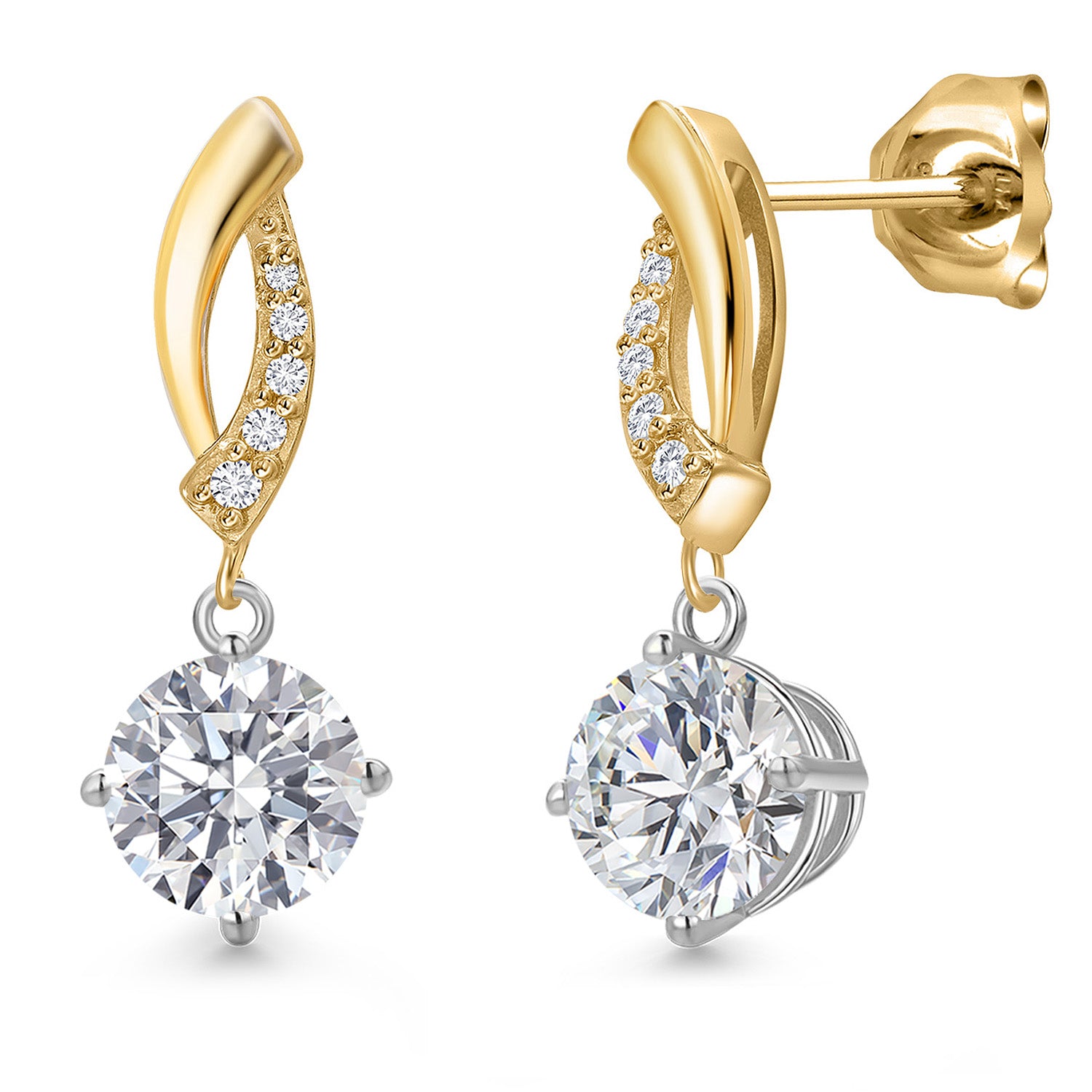 Earrings in 925 Sterling Silver and 10K Yellow Gold
