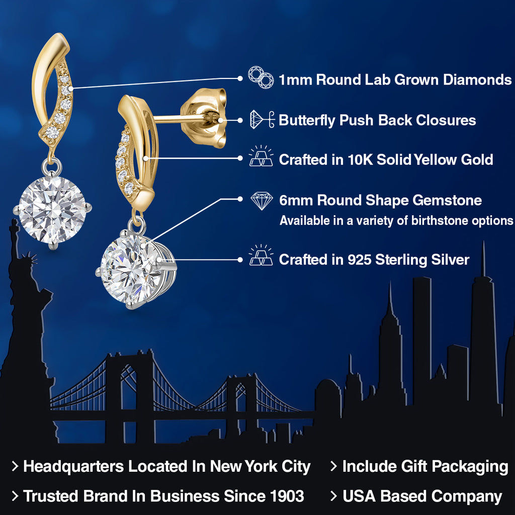 Earrings in 925 Sterling Silver and 10K Yellow Gold