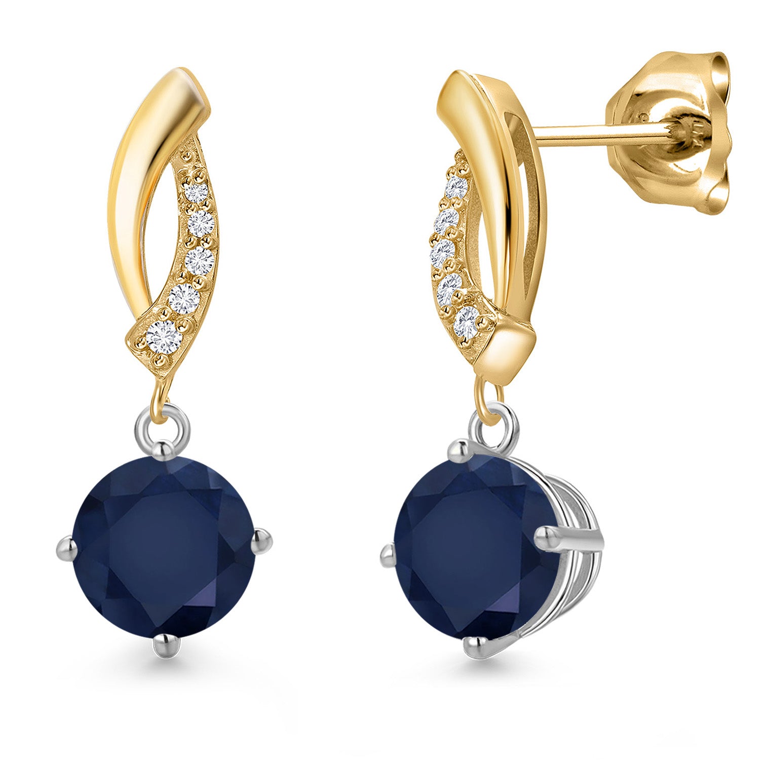 Earrings in 925 Sterling Silver and 10K Yellow Gold